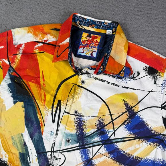 Robert Graham Other - Robert Graham Shirt Mens L Multicolor Abstract Japanese Art Floral Dragon Accent